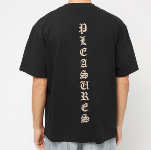 Pleasures Sorrow Embroidered Neckline Black Heavyweight Tee - Picture 1 of 13